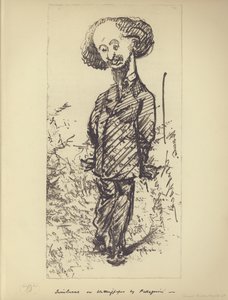 Swinburne on Blotting Paper (caricatura do autor inglês Algernon Charles Swinburne) (litho) de Carlo Pellegrini