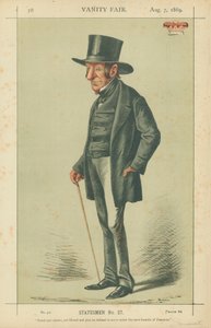 O Duque de Somerset, Orgulhoso e sincero, mas liberal e apenas ele se recusou a servir sob este mais humilde dos Premiers, 7 de agosto de 1869, cartoon Vanity Fair