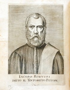 Retrato de Jacopo Robusti dit le Tintoret (Tintoretto) (1518-1594) Pintor italiano Gravura de "Maraviglie dell