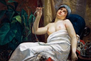 Fumar ópio (óleo sobre tela) de Carlo Sara