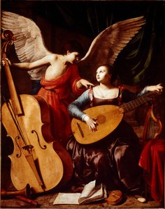 Pintura de São Cécile e o Anjo de Carlo Saraceni