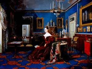 Retrato de Maria Cristina de Sabóia no palácio de Caserta (óleo sobre tela) de Carlo de Falco