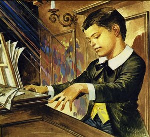 Albert Schweitzer em criança (litografia a cores)