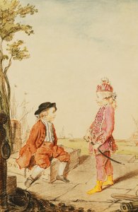 Os dois jovens irmãos de Neuville, em um cais, 1767 de Carmontelle