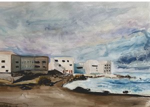 Edifícios costeiros e mar agitado de Carola Cedell