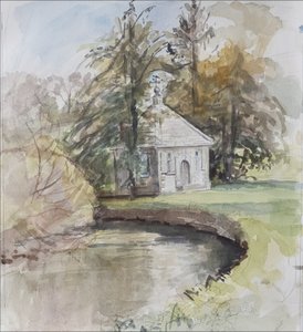 Izaak Waltons Fishing Temple, Dovedale, 2008 (wc em papel) de Caroline Hervey Bathurst
