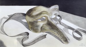 Máscara de carnaval II (lápis e aquarela sobre papel) de Carolyn Hubbard Ford