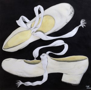 Old Tap Dancing Shoes, 1992 (lápis e wc no papel) de Carolyn Hubbard Ford
