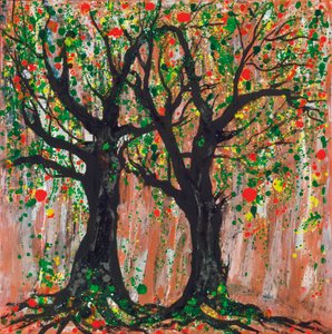 Pomegranate Tree, 2012 (acrílico e tinta sobre tela) de Carolyn Mary Kleefeld