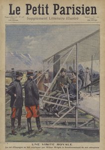 Wilbur Wright explicando o funcionamento de seu avião para o rei Alfonso XIII da Espanha de Carrey