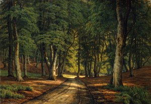Uma paisagem arborizada com veados (óleo sobre tela) de Carsten Henrichsen