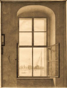 Vista do estúdio do artista (janela à direita) de Caspar David Friedrich