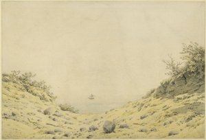 Vista do mar através das dunas de Caspar David Friedrich