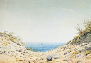 Ver através de um corte de banco para o mar de Caspar David Friedrich