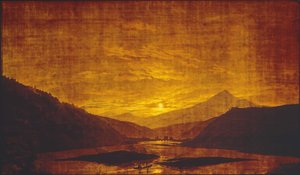 Paisagem do rio à noite de Caspar David Friedrich