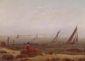 Mulher à beira-mar. Por volta de 1818 de Caspar David Friedrich