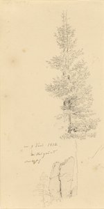 Alemão: Studie mit Fichten und Felsen Estudo de abetos e uma rocha de Caspar David Friedrich