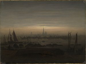 Greifswald ao luar de Caspar David Friedrich