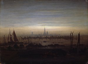 Greifswald ao luar de Caspar David Friedrich