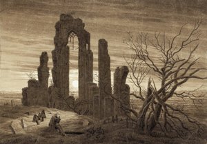 Inverno, Noite, Velhice e Morte (do Ciclo das Horas do Dia e da Idade do Homem) - Trabalho de Caspar David Friedrich (1774-1840), sépia sobre papel (19,2x27,5 cm) de Caspar David Friedrich