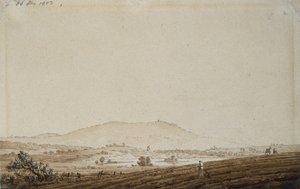 Paisagem na Boêmia com vista para o Monte Jeschken, 1803 (caneta e tinta no papel) de Caspar David Friedrich