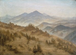 Paisagem com o Rosenberg nas montanhas da Boêmia de Caspar David Friedrich
