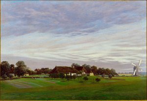 "" O país plano "" Arredores de Greifswald, Alemanha de Caspar David Friedrich
