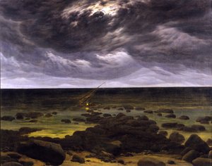 Costa marítima ao luar de Caspar David Friedrich