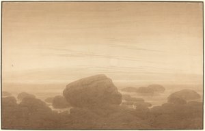 Nascer da Lua numa Costa Vazia de Caspar David Friedrich