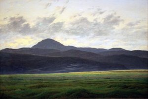 Paisagem de montanha em Bohemis de Caspar David Friedrich