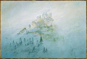 Montanha no nevoeiro (óleo sobre tela) de Caspar David Friedrich