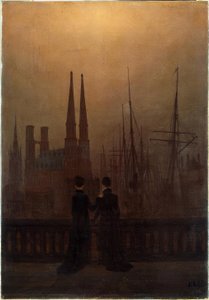 Porto noturno de Caspar David Friedrich
