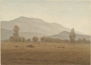 Lua nova acima das montanhas Riesengebirge de Caspar David Friedrich