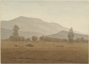 Lua Nova acima das montanhas de Riesengebirge de Caspar David Friedrich