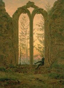 Ruínas do Mosteiro de Oybin (O Sonhador) 1835-1840 (óleo sobre tela) de Caspar David Friedrich