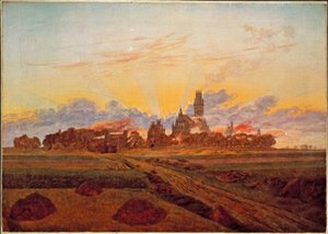 Nascer do sol perto de Neubrandenburg de Caspar David Friedrich