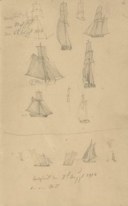 Estudos de navios à vela de Caspar David Friedrich