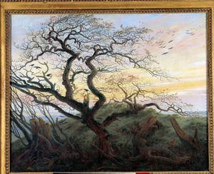 A árvore com corvos. Pintura de Friedrich Caspar David (1774-1840) de Caspar David Friedrich