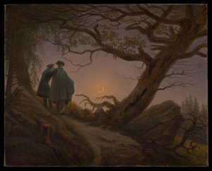 Dois homens a contemplar a lua de Caspar David Friedrich