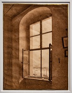 Vista do atelier do artista, janela à esquerda de Caspar David Friedrich