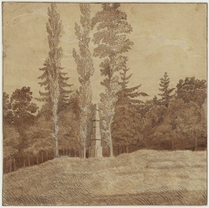 Clareira na floresta com obelisco no vale de Seifersdorf de Caspar David Friedrich