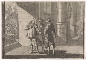 Masaniello fala com dois nobres em uma igreja, 1647 de Caspar Luyken (attributed to)