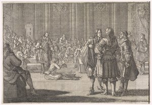O selo nacional da Inglaterra é quebrado na Câmara dos Lordes, 1646 de Caspar Luyken (attributed to)