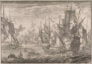 Batalha naval entre navios de guerra turcos e galeras dos Cavaleiros de Malta, 1644