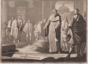 São Bernardo contempla uma sepultura aberta de Caspar Luyken
