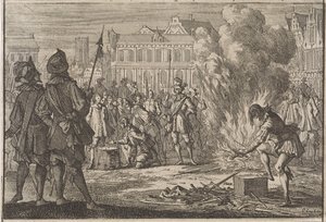 Tribunal Militar na Praça do Mercado de Praga, 1642 de Caspar Luyken