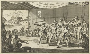Ritual de transição entre os habitantes nativos da América do Sul Maneira Maravilhosa de Fazer de um índio um Capityn (título no objeto)