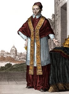Retrato do papa Clemente XI (Clemente ou Clemens) (papa de 1700 a 1721) - Desenhos de Caspar Luyken - Gravados & Publicados por Christoph Weigel (Nuremberga 1703)