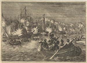 Frota espanhola no Escalda capturado e queimado pelos holandeses, 1631 de Caspar Luyken
