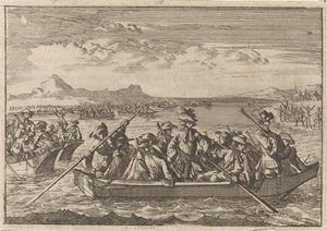 Waldenses expulsos de Savoy regressam ao seu país em barcaças através do Lago de Genebra, 1689